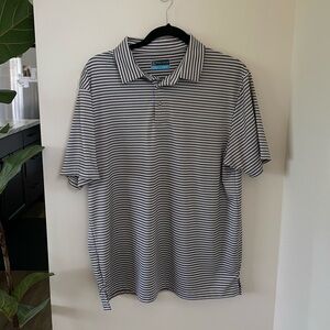 PGA grey and white striped golf polo
